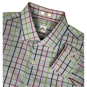 Peter Millar Shirt Men Large Plaid Check Button Down Long Sleeve Tropical Preppy